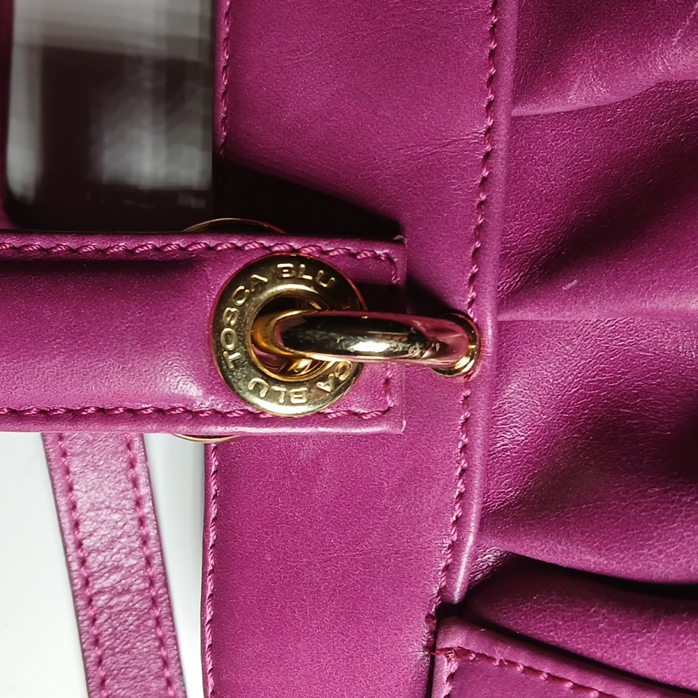 π Tosca Blu Bright Fuchsia Leather Shoulder Bag Structured and Chic 2-Way - Picture 7 of 11